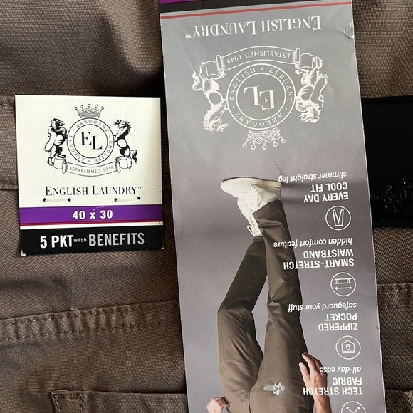 English Laundry Men's Slimmer Straight Leg 5-Pocket pant Walnut Brown Size 40x30 - Picture 4 of 4